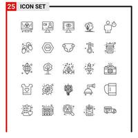 Pictogram Set of 25 Simple Lines of making user computer watch surveillance Editable Vector Design Elements