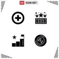 Pictogram Set of 4 Simple Solid Glyphs of basic graph high score play music Editable Vector Design Elements