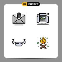 Universal Icon Symbols Group of 4 Modern Filledline Flat Colors of delete air trash print outline Editable Vector Design Elements