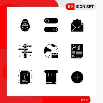9 9 sólido glifo concepto para sitios web móvil y aplicaciones global base de datos correo aplicación señales editable vector diseño elementos