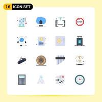 Universal Icon Symbols Group of 16 Modern Flat Colors of conference call online stop board Editable Pack of Creative Vector Design Elements