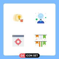 Pictogram Set of 4 Simple Flat Icons of idea office staff innovation festival Editable Vector Design Elements