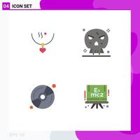 Group of 4 Modern Flat Icons Set for amulet disk party death multimedia Editable Vector Design Elements