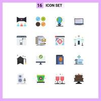 Set of 16 Commercial Flat Colors pack for script computer protection coding earth Editable Pack of Creative Vector Design Elements