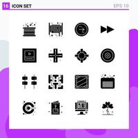 Stock Vector Icon Pack of 16 Line Signs and Symbols for wireframe layout arrow next right Editable Vector Design Elements