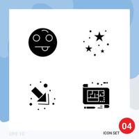 Universal Icon Symbols Group of 4 Modern Solid Glyphs of emojis right night stare blue Editable Vector Design Elements