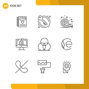 9 9 universal contorno señales símbolos de rgb grafico medición shart computadora editable vector diseño elementos
