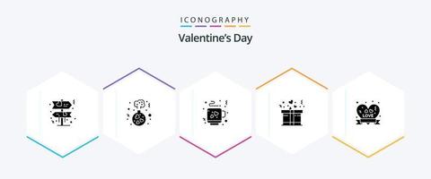 Valentines Day 25 Glyph icon pack including . love badge. love. insignia. present vector