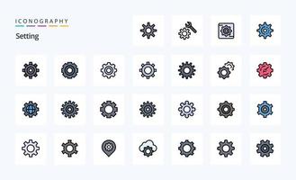 25 Setting Line Filled Style icon pack vector