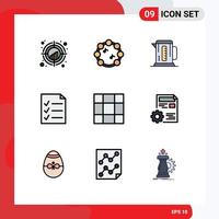 Modern Set of 9 Filledline Flat Colors and symbols such as document grid boiler todo document Editable Vector Design Elements