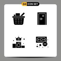 Group of Solid Glyphs Signs and Symbols for basket crown aperture exit position Editable Vector Design Elements