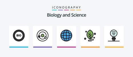 Biology Line Filled 5 Icon Pack Including experiment. biology. biology. germ. chemistry. Creative Icons Design vector