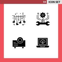 4 Solid Glyph concept for Websites Mobile and Apps hanging presentation valentine setting achievements Editable Vector Design Elements