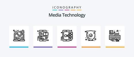 Media Technology Line 5 Icon Pack Including trust. mobile. chat. drive. sharing. Creative Icons Design vector