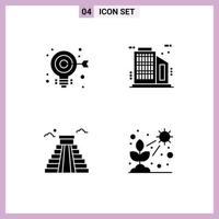 User Interface Pack of 4 Basic Solid Glyphs of bulb american web skyscraper cactus Editable Vector Design Elements
