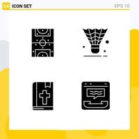 Set of 4 Modern UI Icons Symbols Signs for entertainment bible field shuttle note Editable Vector Design Elements