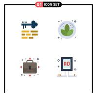 Set of 4 Vector Flat Icons on Grid for key person login sauna billboard Editable Vector Design Elements