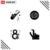 Pack of 4 Modern Solid Glyphs Signs and Symbols for Web Print Media such as cleaner day pipe view gift Editable Vector Design Elements