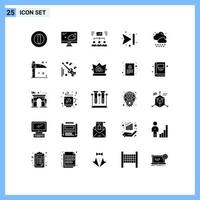 Stock Vector Icon Pack of 25 Line Signs and Symbols for weather cloud group skip arrows Editable Vector Design Elements