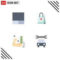 Mobile Interface Flat Icon Set of 4 Pictograms of grid muscle bag checklist repair Editable Vector Design Elements