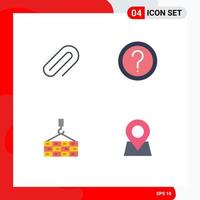 Pictogram Set of 4 Simple Flat Icons of clip building pin help construction Editable Vector Design Elements