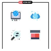 4 Universal Flat Icon Signs Symbols of globe data analysis web rainy finance Editable Vector Design Elements