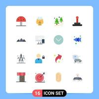 16 Universal Flat Colors Set for Web and Mobile Applications mountain landscape man hill gear Editable Pack of Creative Vector Design Elements