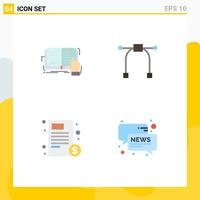 Set of 4 Modern UI Icons Symbols Signs for book file literature graphic hospital Editable Vector Design Elements