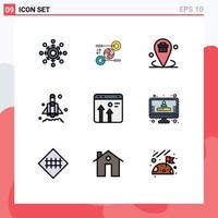 9 Creative Icons Modern Signs and Symbols of startup launch marketing placeholder location Editable Vector Design Elements