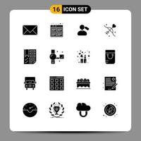 16 Universal Solid Glyphs Set for Web and Mobile Applications wedding love process archery mane Editable Vector Design Elements