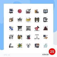 Mobile Interface Filled line Flat Color Set of 25 Pictograms of question computer data analysis clip repair Editable Vector Design Elements