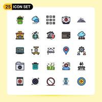 Universal Icon Symbols Group of 25 Modern Filled line Flat Colors of mountain help code email communication Editable Vector Design Elements