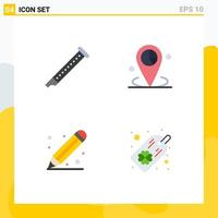 Pack of 4 creative Flat Icons of audio placeholder music graph ruler Editable Vector Design Elements