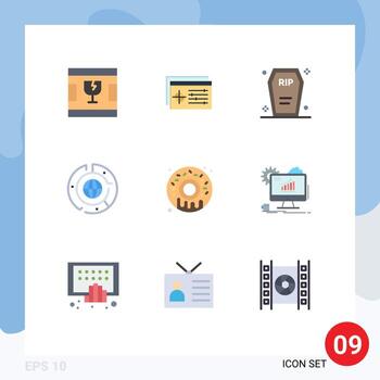 Set of 9 Modern UI Icons Symbols Signs for graph chart casket business halloween Editable Vector Design Elements