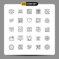 Line Pack of 25 Universal Symbols of data storage data center tutorials computer server learning Editable Vector Design Elements