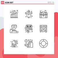 Modern Set of 9 Outlines and symbols such as goblet champion scarecrow ceremony private Editable Vector Design Elements