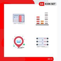 Mobile Interface Flat Icon Set of 4 Pictograms of blueprint email plan equalizer pin Editable Vector Design Elements