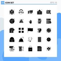 Solid Glyph Pack of 25 Universal Symbols of gdpr diploma computer desk personal Editable Vector Design Elements