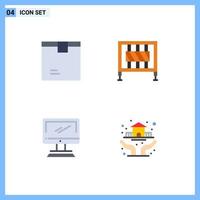 4 User Interface Flat Icon Pack of modern Signs and Symbols of box computer product crossing device Editable Vector Design Elements