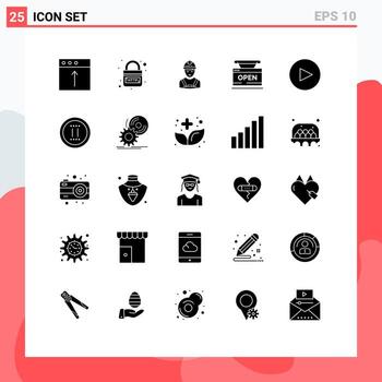 User Interface Pack of 25 Basic Solid Glyphs of web shop security open engineer Editable Vector Design Elements