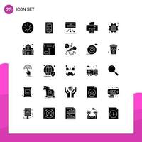 Group of 25 Modern Solid Glyphs Set for school options board money printer Editable Vector Design Elements