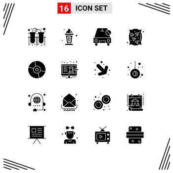 User Interface Pack of 16 Basic Solid Glyphs of devices wheat car flour slash Editable Vector Design Elements