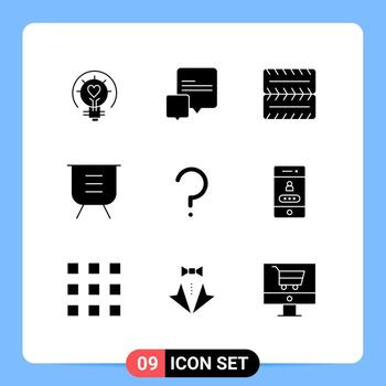 Pictogram Set of 9 Simple Solid Glyphs of question mark help wheel remove minus Editable Vector Design Elements