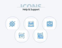 Help And Support Blue Icon Pack 5 Icon Design. call. help. accept. conference. mark vector