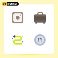 4 Universal Flat Icons Set for Web and Mobile Applications instagram left bag arrows fork Editable Vector Design Elements