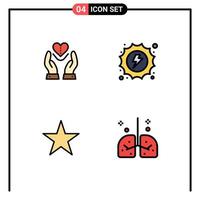 4 Universal Filledline Flat Colors Set for Web and Mobile Applications care bookmark heart energy media Editable Vector Design Elements