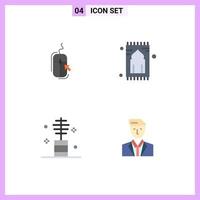 Editable Vector Line Pack of 4 Simple Flat Icons of mouse namaz online praying cosmetic Editable Vector Design Elements