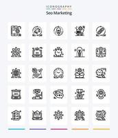 creativo seo márketing 25 contorno icono paquete tal como ajuste. carro. anuncio. actualizar. ligero vector