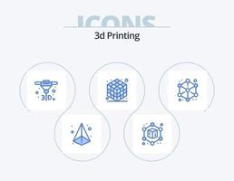 3d impresión azul icono paquete 5 5 icono diseño. diseño. 3d cubicado modelado. 3d impresión. capa. cubo vector