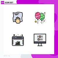 Set of 4 Modern UI Icons Symbols Signs for cleaning celebrate rub decoration graph Editable Vector Design Elements